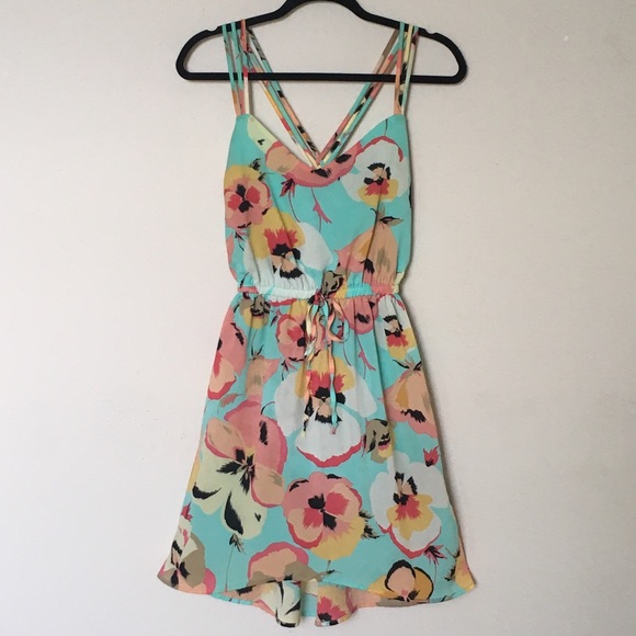Bebop Green Floral Summer Dress Sz S - Picture 2 of 4